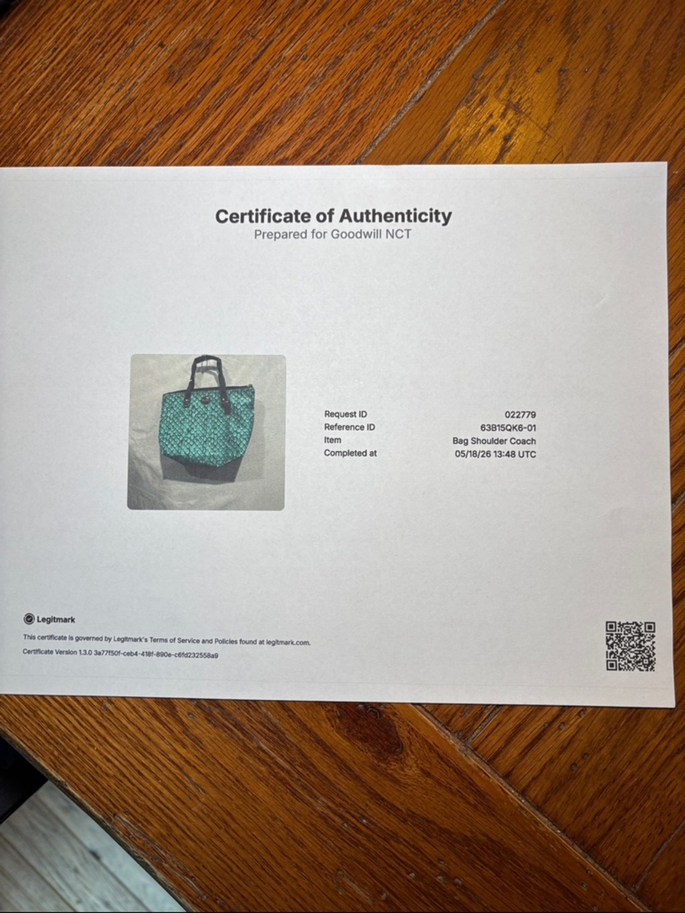 Coach F31506 Green Blue Snakeskin Print Tote Shoulder Bag COA - Picture 8 of 8